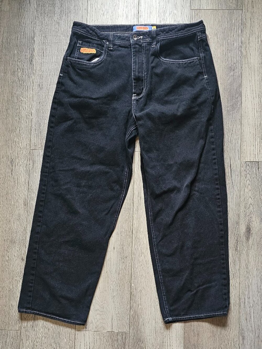 Y2K 90s Baggy Empyre Loose Fit Black Skate Denim Jeans Mens Size 36 Wide Leg